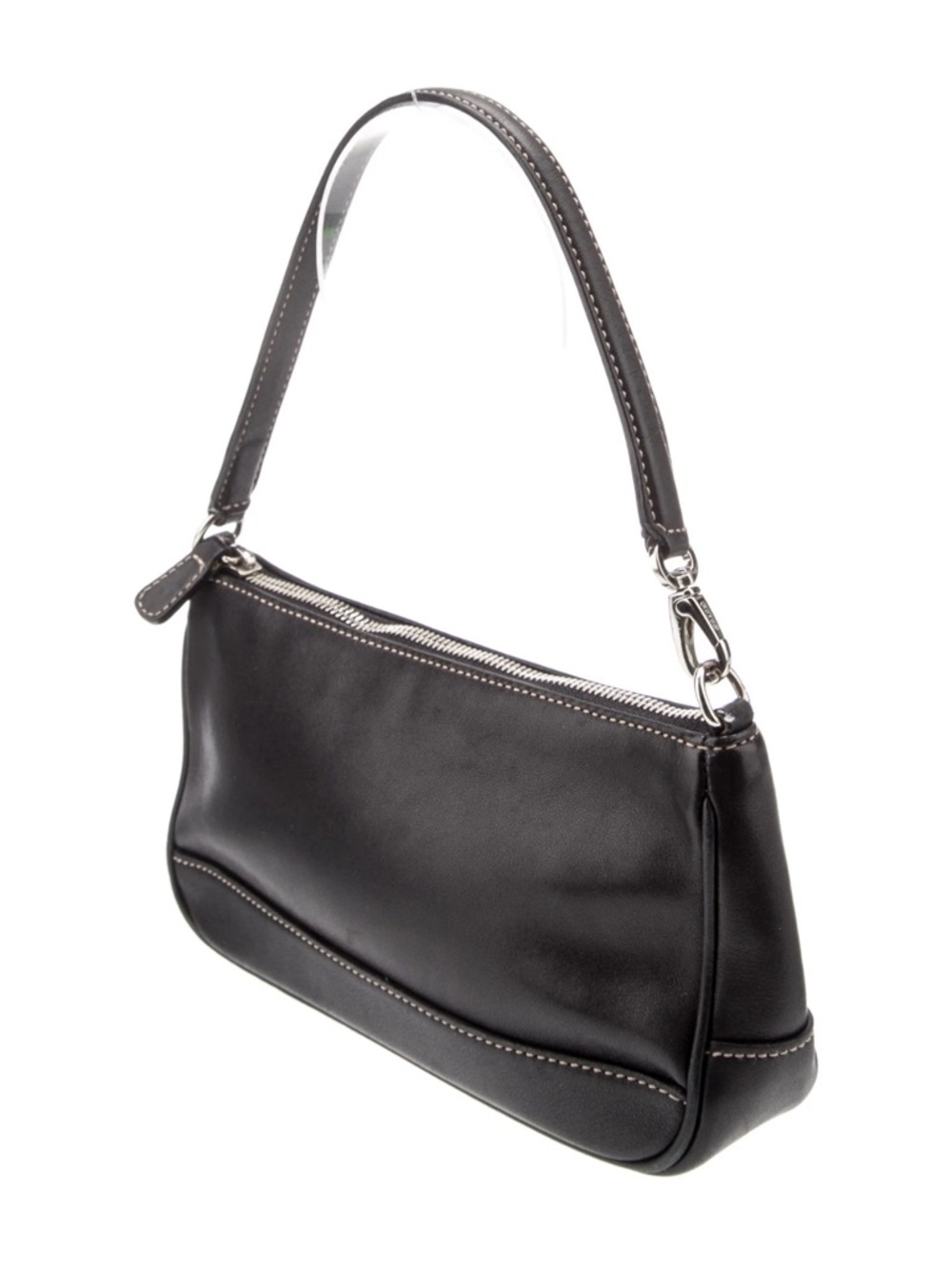 Coach Black Leather Shoulder Bag with Silver Hardware